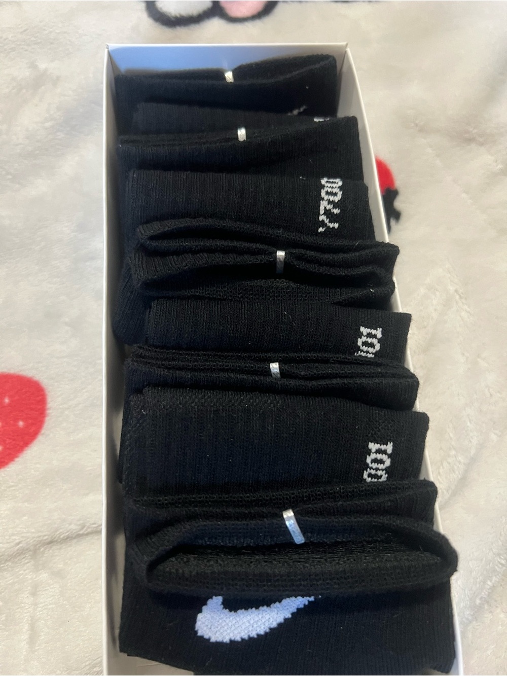 Black Men’s Athletic Crew Socks with White Swoosh (5 pack)